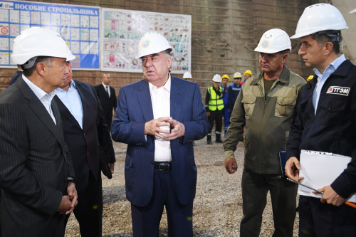 The President got acquainted with the progress of work at the Rogun HPP